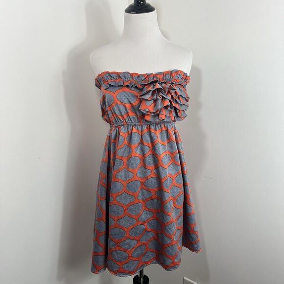 Judith March Dress Size S For Anthropologie Strapless Taffeta Ruffles Y2K 2000’s - Picture 1 of 9